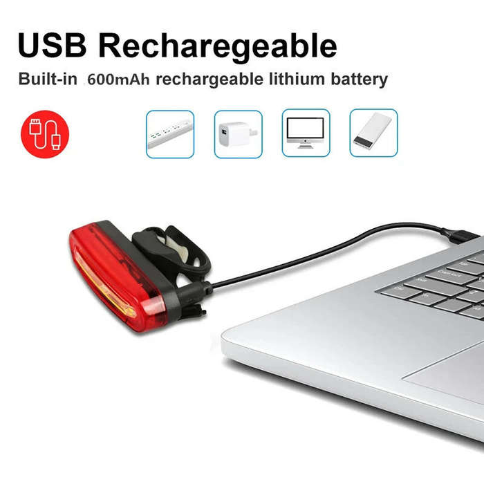 INBIKE Bike Taillight 600mAh Battery 4 Light Modes USB Rechargeable Waterproof Bicycle Rear Light fo