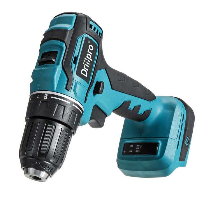 Blue - Drillpro 10mm Cordless Electric Drill Screwdriver 1800rpm 2 Speed with LED Working Light 21+1