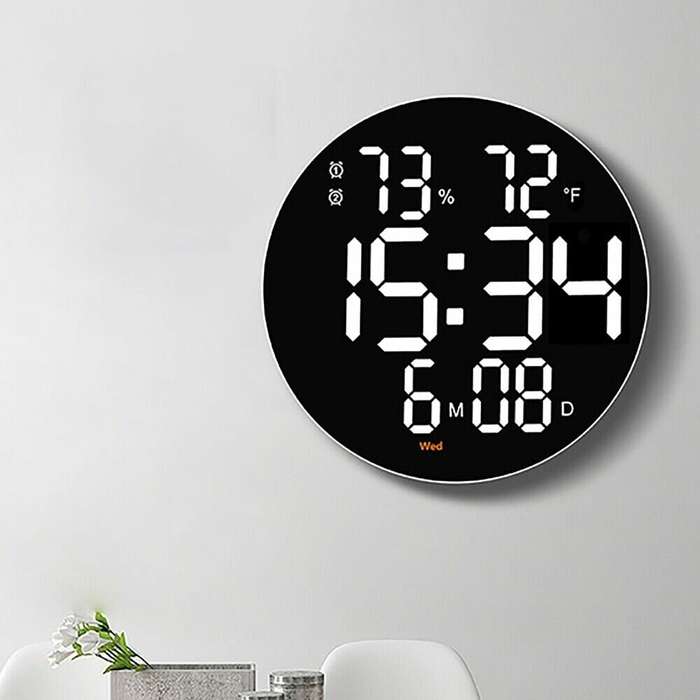 Green1 - AGSIVO 10 Inch Digital Wall Clock With Remote Controller / Dual Alarm Clock / Calendar / Te