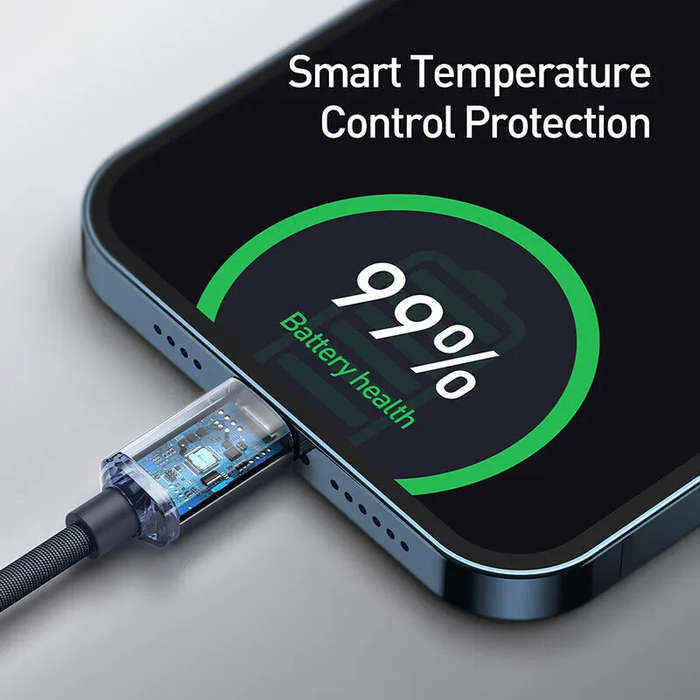 1.2M - Baseus Crystal Series PD20W Type-C to iP Cable Fast Charging Data Transmission Tinned Copper