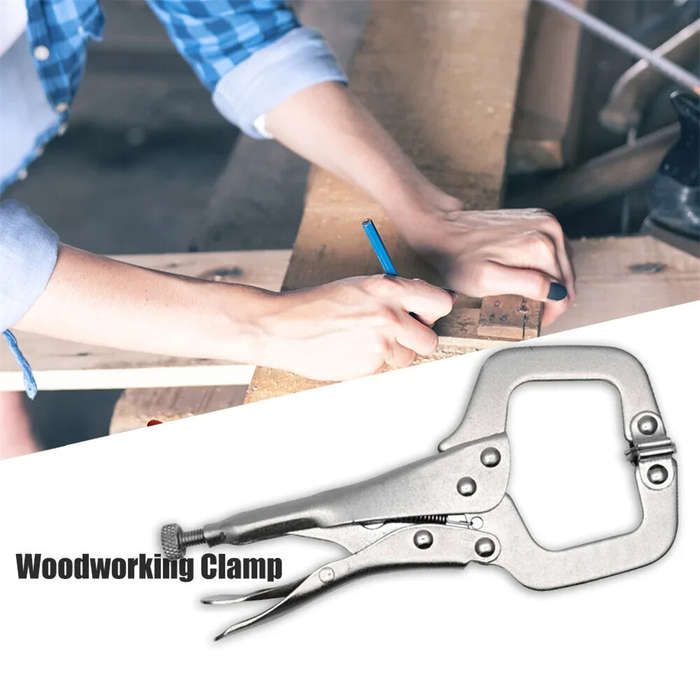 6.5 Inch Heavy Duty C Clamp Locking Pliers Carbon Steel with Swivel Pads for Woodworking Welding Adj