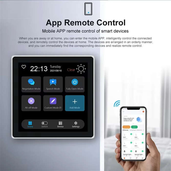 Tuya Smart Home Multiple Zigbee3.0 Control Panel 4-inch LCD Touch Screen 3 Gang Smart Switch APP Rem