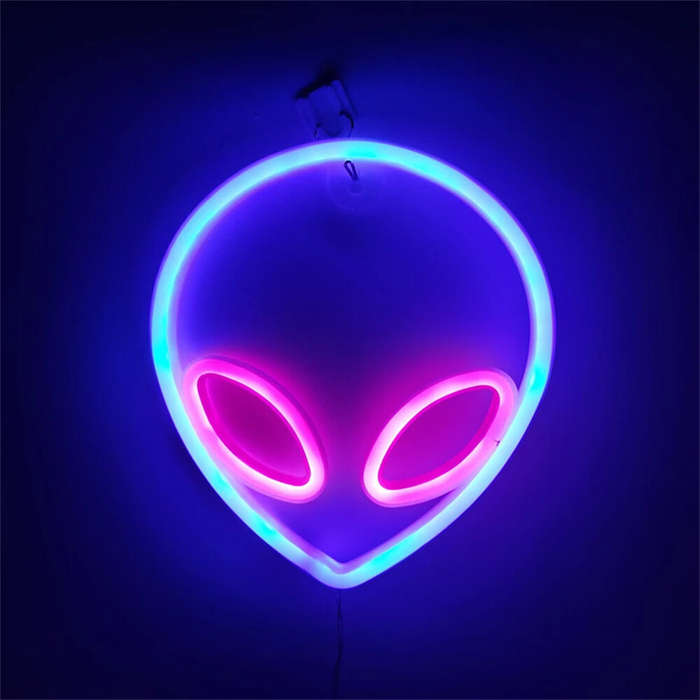 A - LED Halloween Neon Signs Atmosphere Lamp IP42 Waterproof 22x19.5cm Blue Pink Yellow Decor for Ho