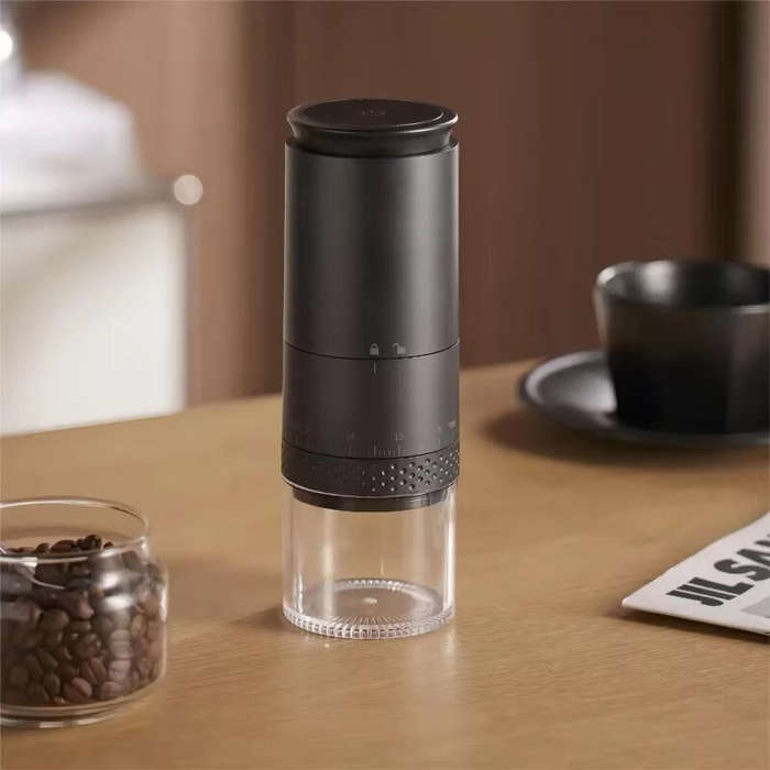 Black - 1500mAh Electric Coffee Grinder Ceramic Grinding Core Conical Coffee LED Touch Screen Burr G
