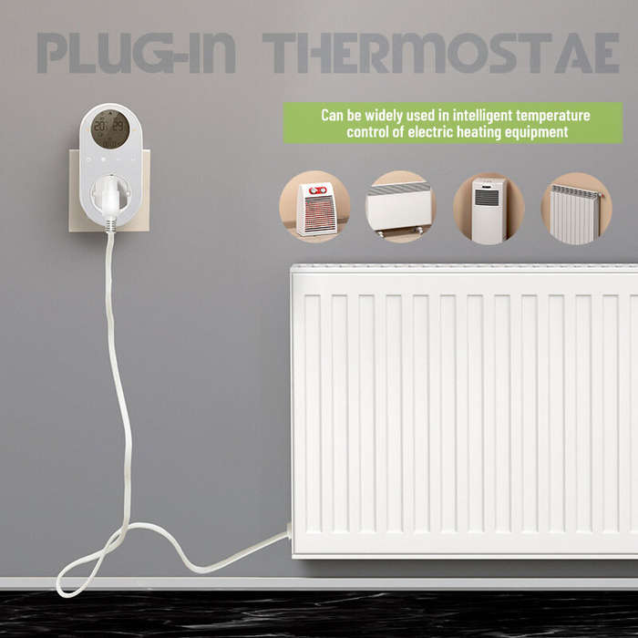 US Plug - Smart WiFi Thermostat Temperature Controller Plug-in Electric Heater LCD Wireless High Fre