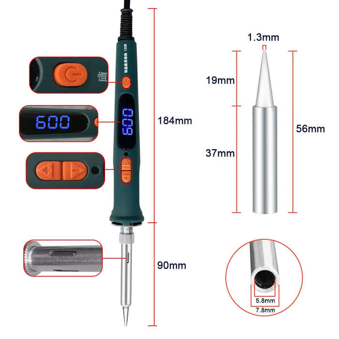 #A - 120W Digital Soldering Iron 907 Model Electric Tool Dual Calibration Temperature Range 200-600C