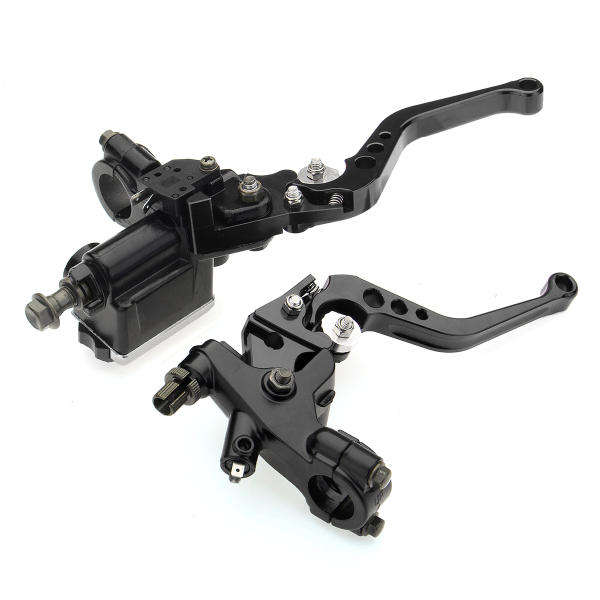 Red - Pair 7/8 Motorcycle Brake Master Cylinder Clutch Reservoir Levers Universal