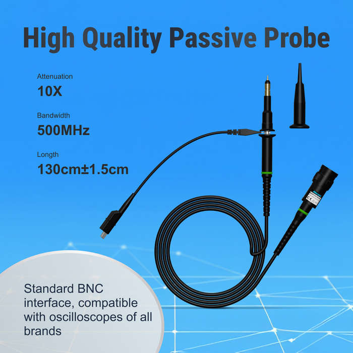 Black - MICSIG MSP510 Oscilloscope Passive Probe 500MHz Bandwidth Universal BNC Interface High Preci
