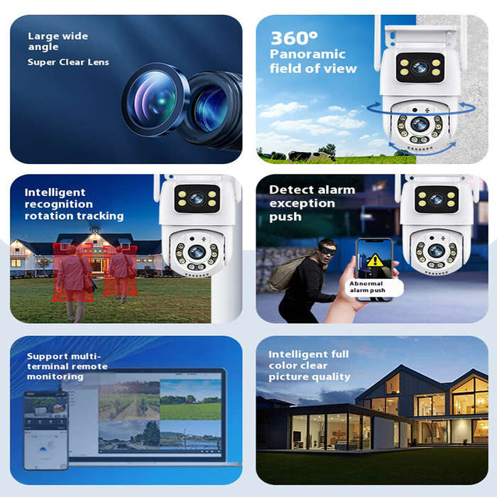 EU Plug - Y21 2MP+2MP Wireless Dual Lens Security Camera 360 Panoramic AI Tracking Color Night Visio