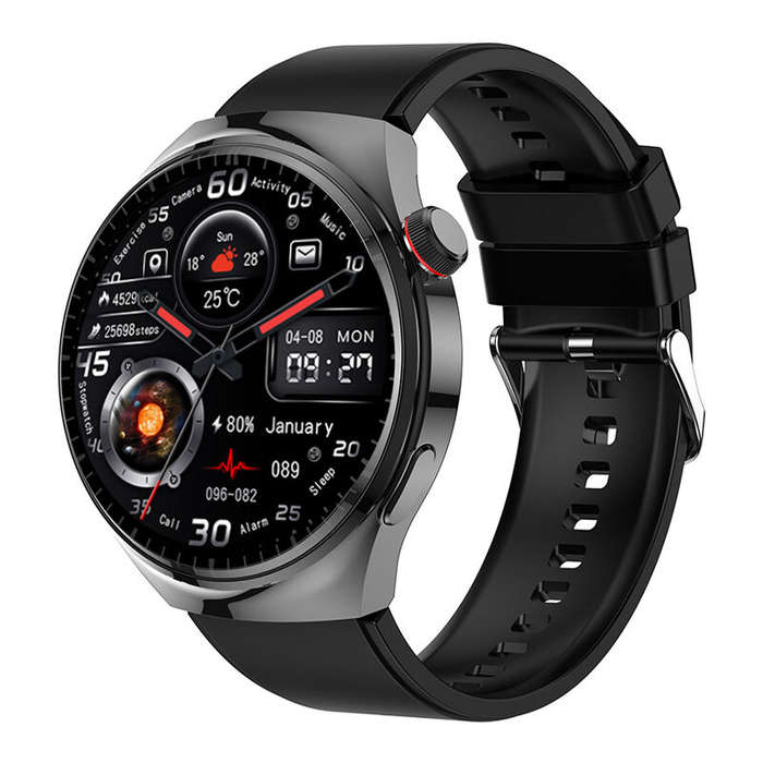Black - LEMFO LF38 1.6inch HD Screen GPS Compass Altitude Voice Assistant bluetooth Call Heart Rate