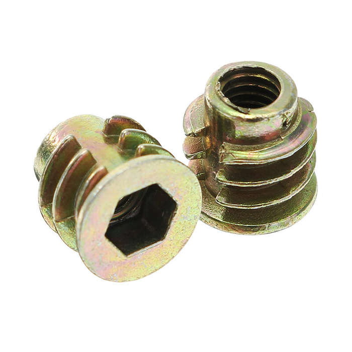 8mm - Suleve 50Pcs M4ZN1 M4 8mm Zinc Alloy Wood Furniture Hex Socket Drive Head Screw-in Threaded In