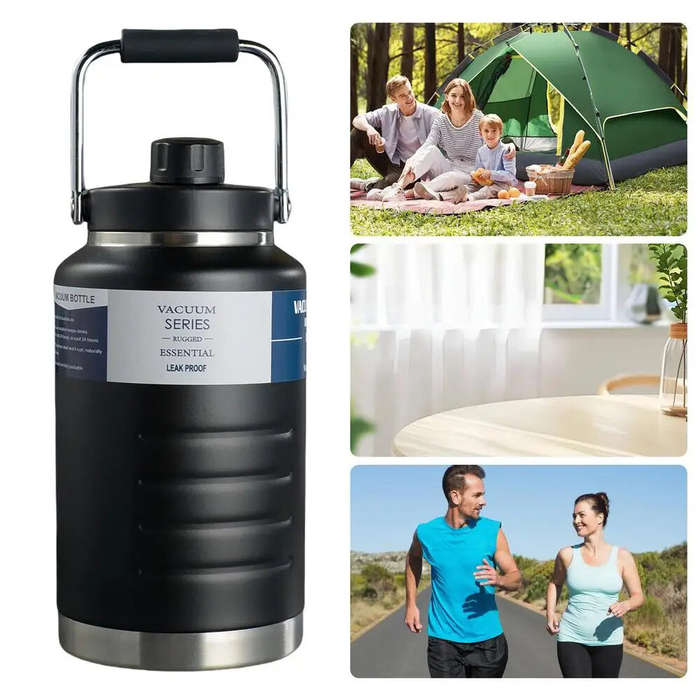 White - IPRee Insulated Ice Jug 2L Large Double Vacuum Ice Storage Jug With Handle Cool Drinking Buc