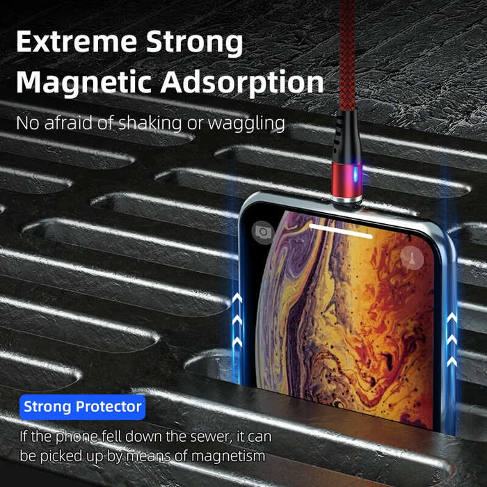 2M - 2.1A USB-A to iP/Micro/Type-C Magnetic Cable Fast Charging Copper Core Line 1M/2M Long for iPho
