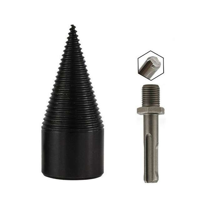 Round Shank - 2PC Wood Splitter Firewood Drill-Bit Kindling Log Splitter Heavy Duty Electric Splitti