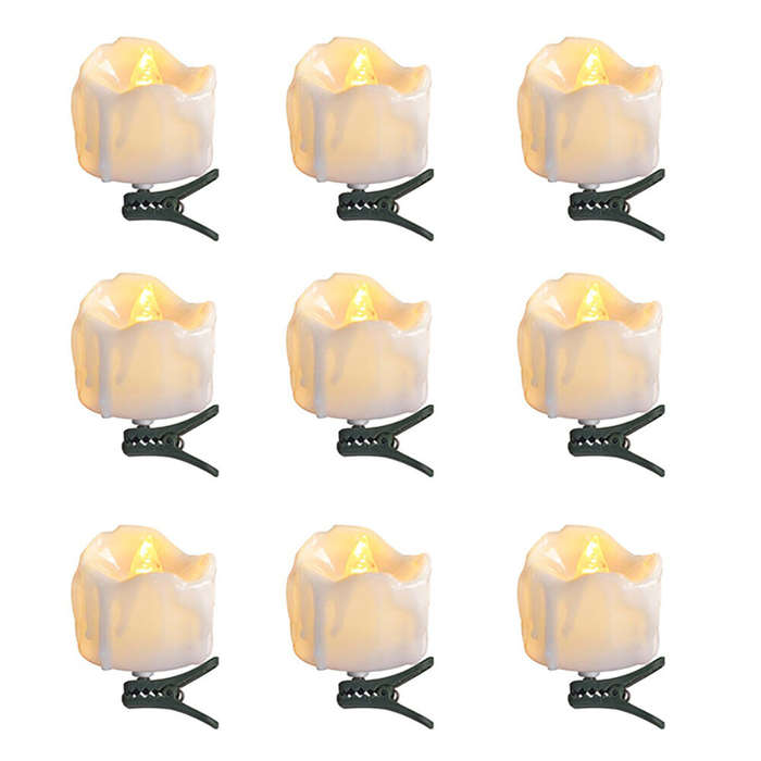 warm white - 9Pcs LED Christmas Tree Decoration Candles Remote Control Candle Lights with Clips Flas