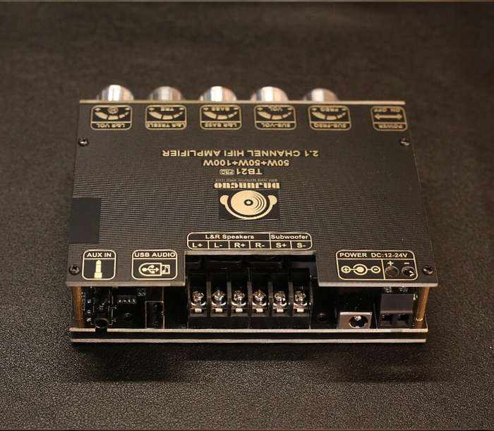 Black - ZK-TB21 PRO 2.1 Channel 5.2 Stereo bluetooth Amplifier Board 50W+50W+100W TPA3116D2 Chip AUX