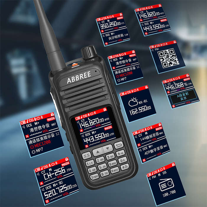 Green - ABBREE AR-730 High-Power Walkie Talkie EU Plug 136-520MHz 256 Channels HD Display Screen NOA