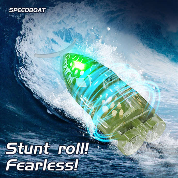 Green - JJRC S21 RTR 2.4G Mini RC Boat Stunt Roll Marine Animal Series Speedboat 360 Rotation LED Li