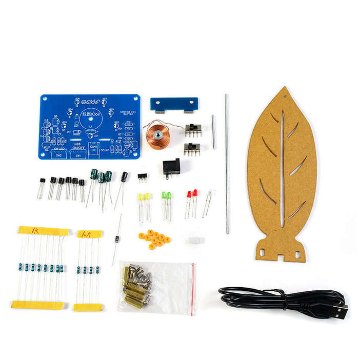 Unsoldered Version - HU-076 DIY Electromagnetic Swing Kit USB to DC 5V Adjustable Amplitude LED Ligh