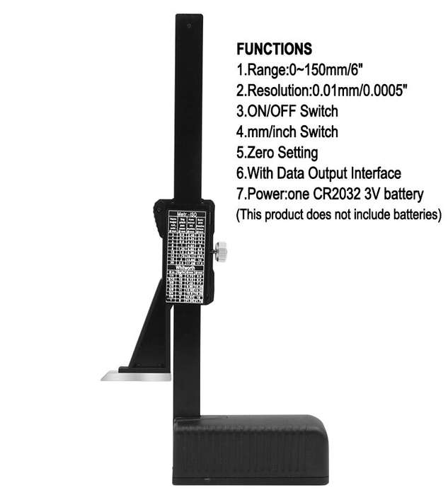 0-150mm Digital Height Gauge Electronic Digital Height Gauge Vernier Caliper Ruler Wood Table Markin