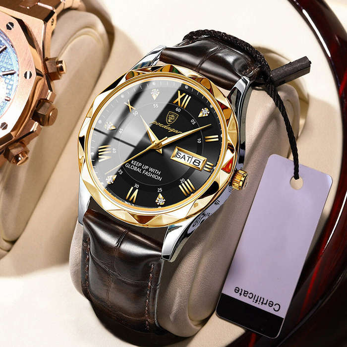 White - POEDAGAR Luxury Business Men Watches Waterproof Luminous Leather Quartz Watch Fashion Date W