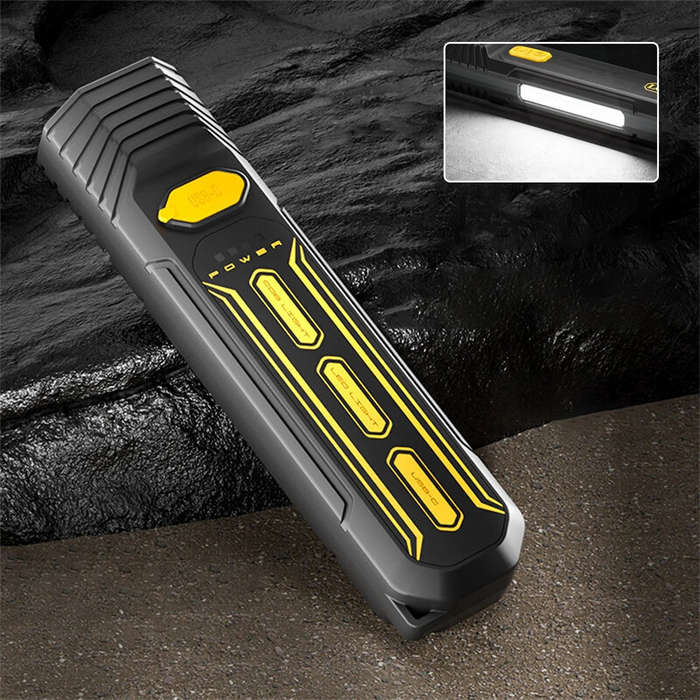 Black - Multi Light Source 250LM Portable LED Flashlight with Side Light USB Rechargeable Strong Lig