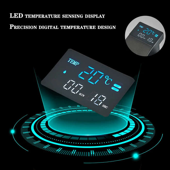 Silver - Smart LED Digital Temperature Display Bathroom Faucet Hot Cold Water Basin Sink Washbasin W