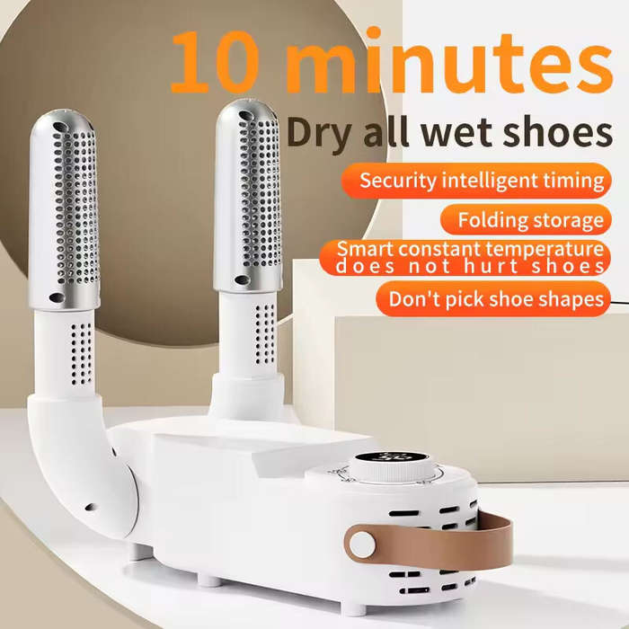 EU Plug - Portable Foldable Rapid Heating Shoe Dryer for Winter Constant Temperature Timed Dehumidif