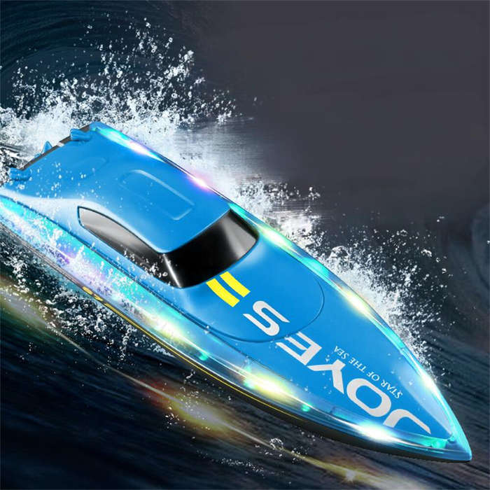Red - 4DRC S7 RTR 2.4G RC Boat Waterproof Speedboat LED Light High Speed Remote Control Ship Dual Mo