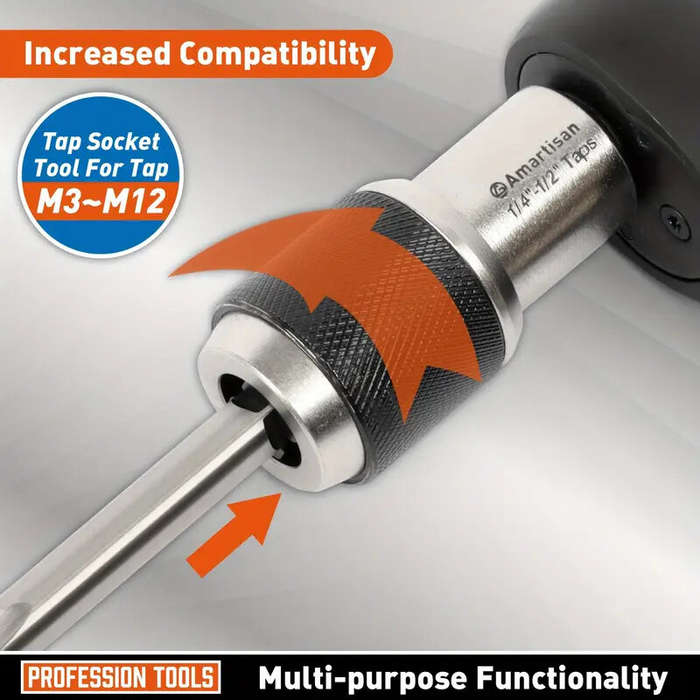 Silver - 2PCS Adjustable Jaw Tap Set 3/8" Drive Premium Steel Fits Taps Reamers High-Quality Versati