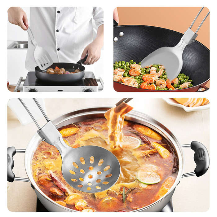 Silver - IPRee 6pcs Kitchen Accessories Multi-functional Folding Kitchenware Cookware Stainless Stee