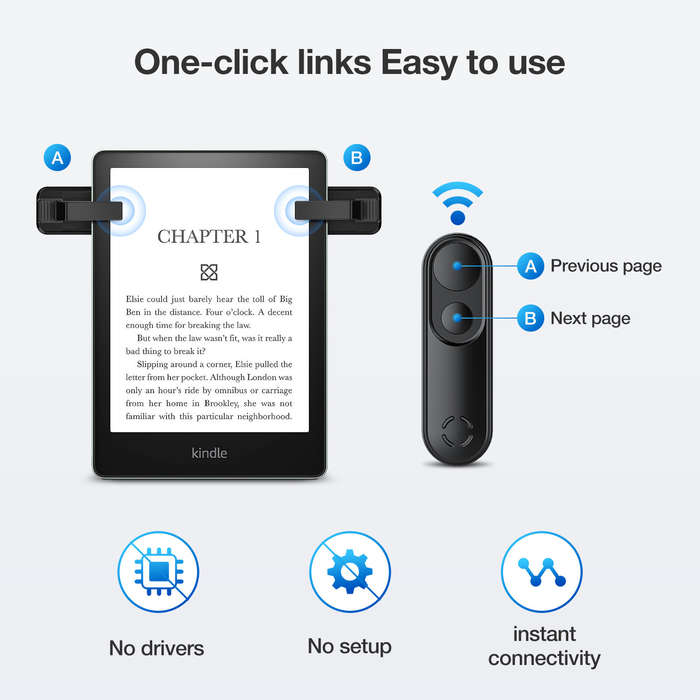 Black - Bakeey SPT-2 2 Clips Remote Control Page Turner Forward & Backward Page Turner Video Recordi