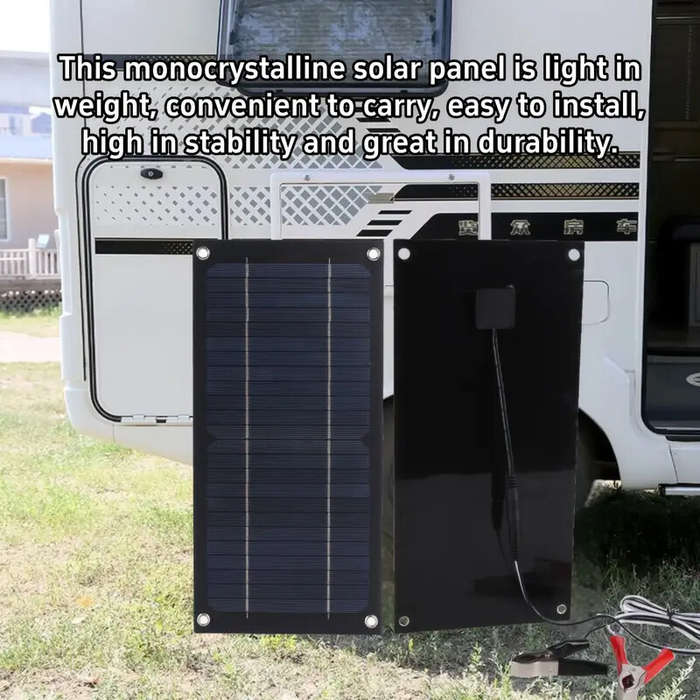 Black - High Efficiency 600W Solar Panel Charger Monocrystalline Silicon Portable Kit 100A Charge Co