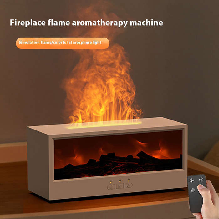White - Kinscoter 3D Fireplace Aromatherapy Machine Simulation Flame Humidifier Automatic Aromathera