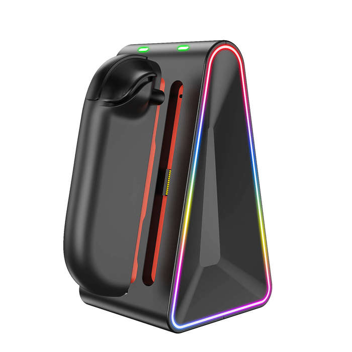 Black - For Switch2 4-in-1 Handles Charging Grip with RGB Light Joy-con Left and Right Handles Charg