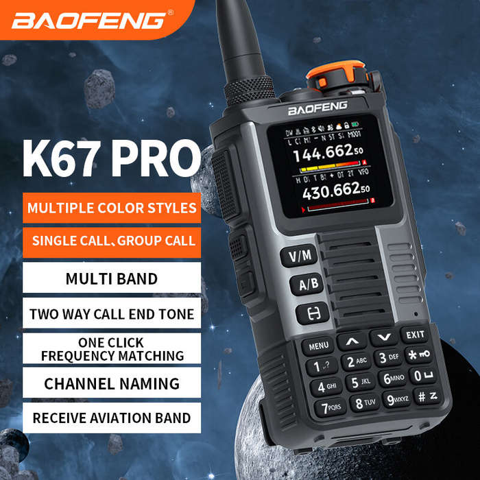 Blue - Baofeng K67 PRO Multi-Band Walkie Talkie 2600mAh Battery Six Bands Receive FM Radio NOAA Weat