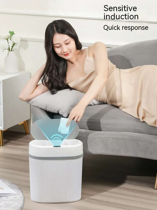 Blue - 12L Slim Smart Sensor Trash Can Dual Mode Auto-Kick Sensor Home Sensing Automatic Trash Can B