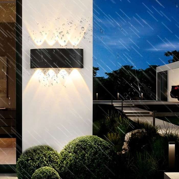 Black - Outdoor Garden Wall Lighting LED Waterproof Up Down AC85-265V Modern Lamp for Bedroom Living