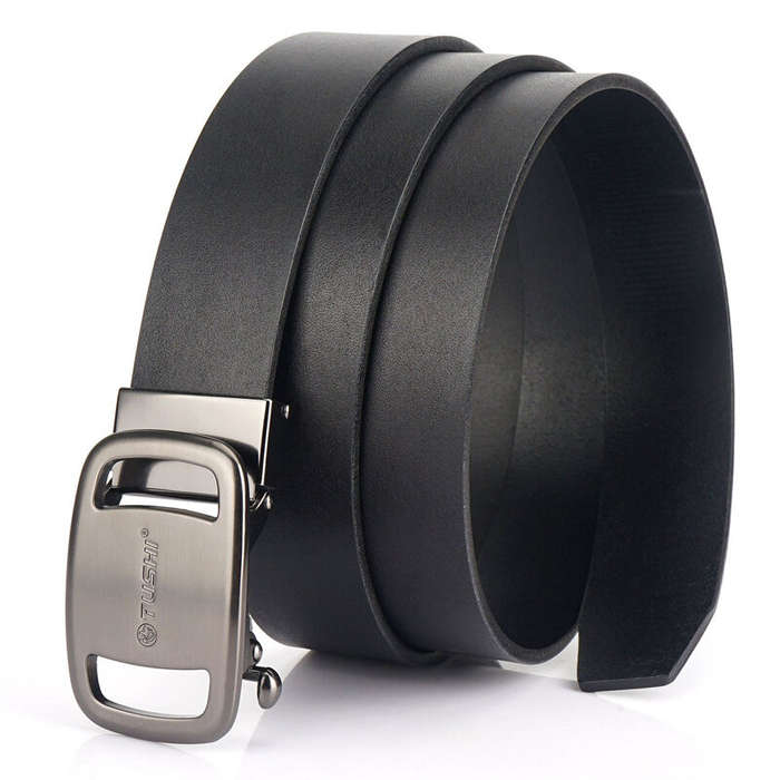 Black - TUSHI Men's Belts 130cm Genuine Leather Bussines Fashion Belt Luxury Casual Brand Waistband