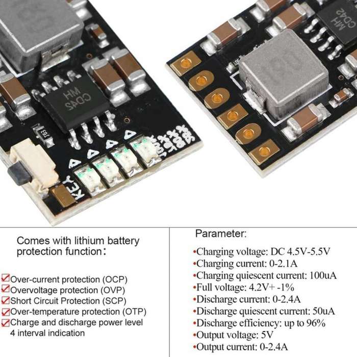 10PCS Lithium Battery Charging Module Set 5V 1A TP4056 Charging Modules + 5V 2A Charge Discharge Int