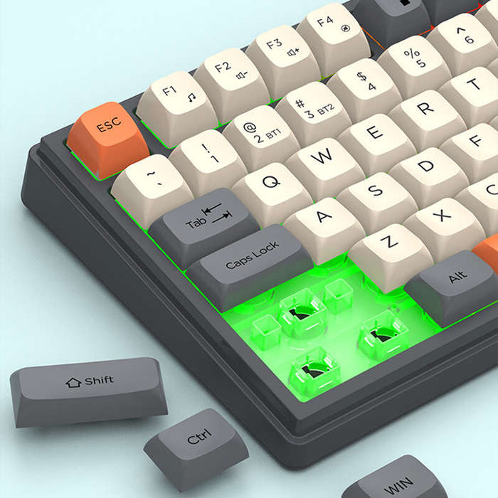 Blue - XUNFOX K920 80-Keys Wireless bluetooth Keyboard with Display Screen and Volume Knob RGB Light