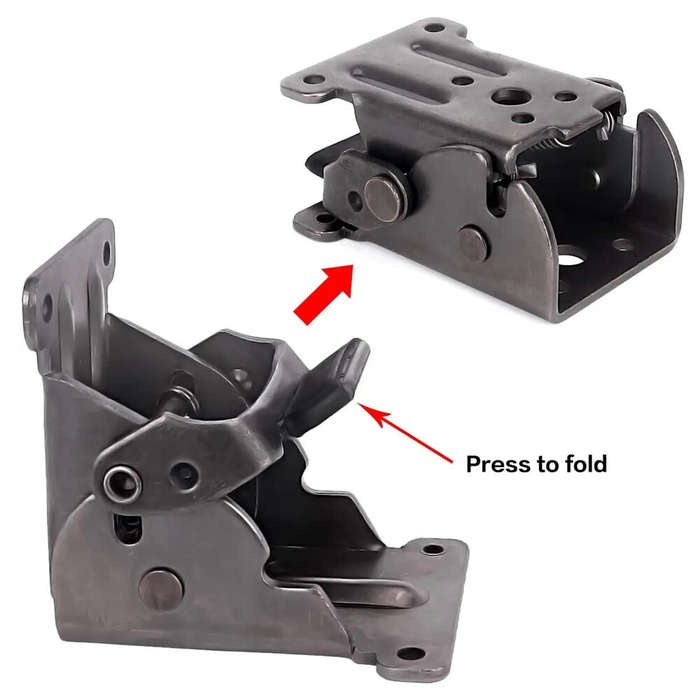 Black - Folding Self Lock Bracket Locking Hinge Steel Plate 90 Degree Heavy Duty Table Bed Leg Suppo