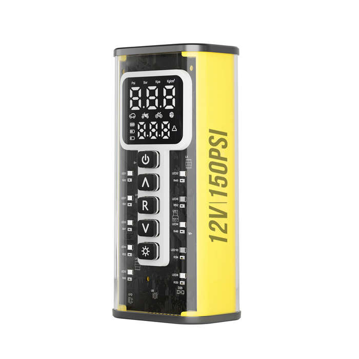 Yellow - Portable Tire Inflator Air Compressor with 6000mAh Battery Auto Shut-Off Fast Inflation Pre