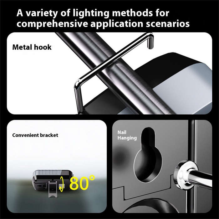 Black - Multi-function Work Light Rechargeable LED Flashlight Built-in Battery Portable Car Repair E