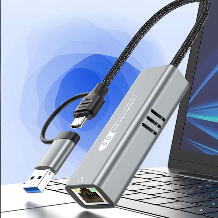Grey - USB3.1 5000Mbps USB/Type-C To RJ45 Network Interface Converter Gigabit Ethernet Adapter RTL81