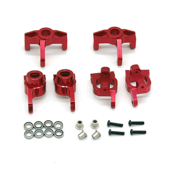 Red - Upgraded Metal Rear Wheel Seat Steering Cup C Hub Set for Wltoys 124008 124010 144001 1/12 1/1