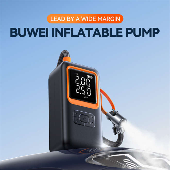 Black - Portable Electric Tire Inflator Cordless Air Pump Built Battery with Digital Pressure Gauge