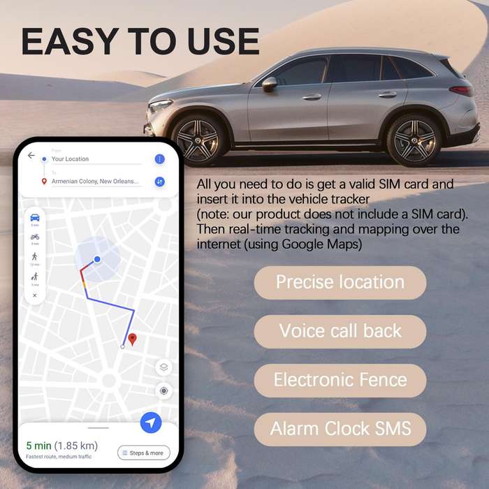 Black - Portable Mini GPS Tracker Device for Vehicles Kids Dogs Trucks Real-Time Location Tracking