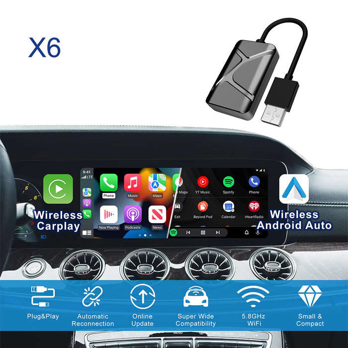 Black - 2 in1 CarPlay Wireless Adapter Mini Box CarPlay Android Auto Dongle For Benz for Audi for Ma