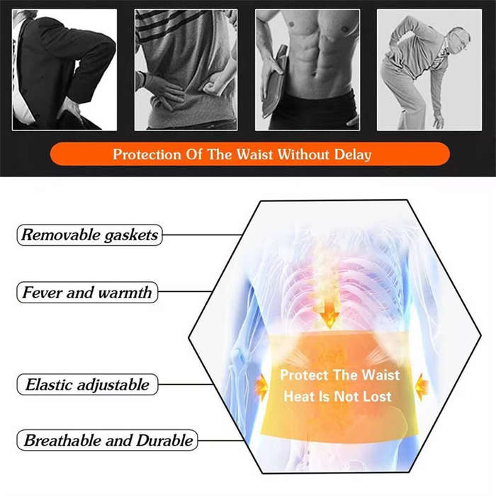 XL - KALOAD Heating Waist Belt Steel Plate Warm Heating Lower Back Supports Waist Brace Support Belt